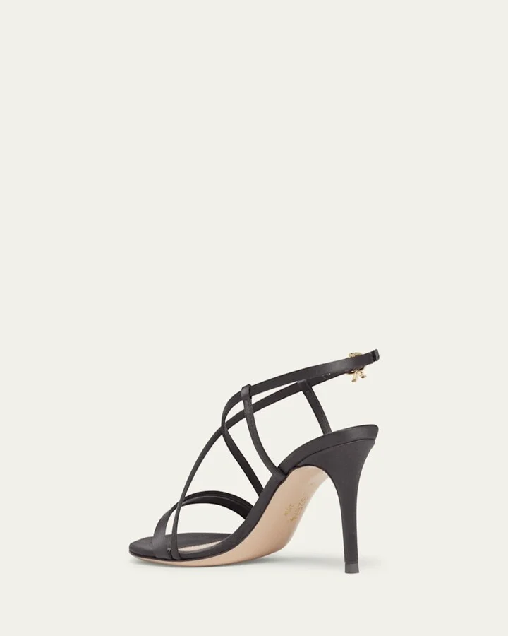 Crepe Satin Crisscross Strappy Stiletto Sandals - Image 7