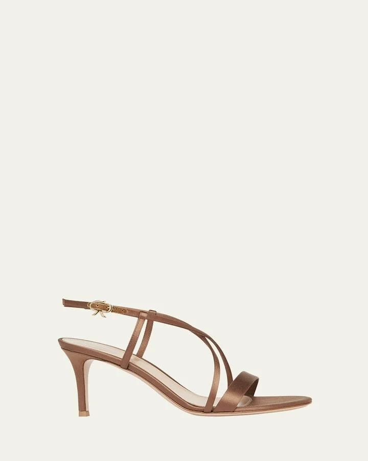 Crepe Satin Crisscross Strappy Stiletto Sandals