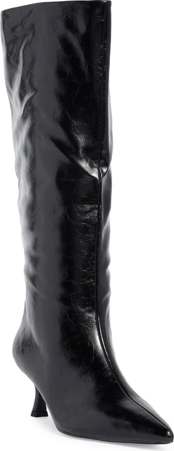 Crimson Kitten Heel Knee High Boot