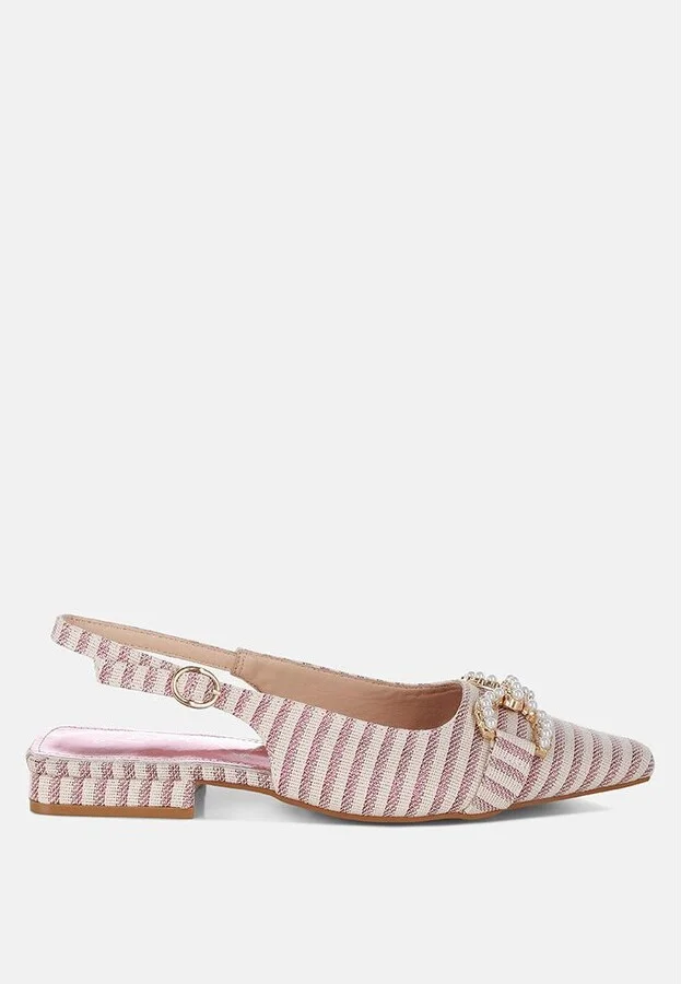 Crina Pearl-Detailed Horsebit Woven Flats - Image 2