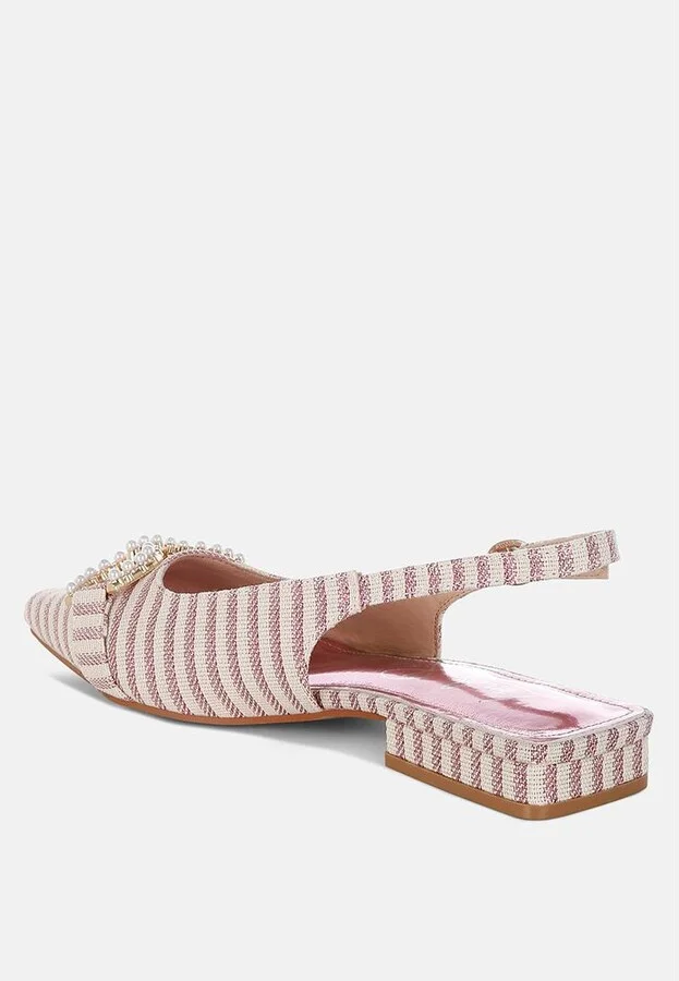 Crina Pearl-Detailed Horsebit Woven Flats - Image 3