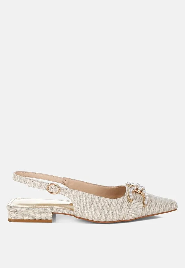 Crina Pearl-Detailed Horsebit Woven Flats - Image 4