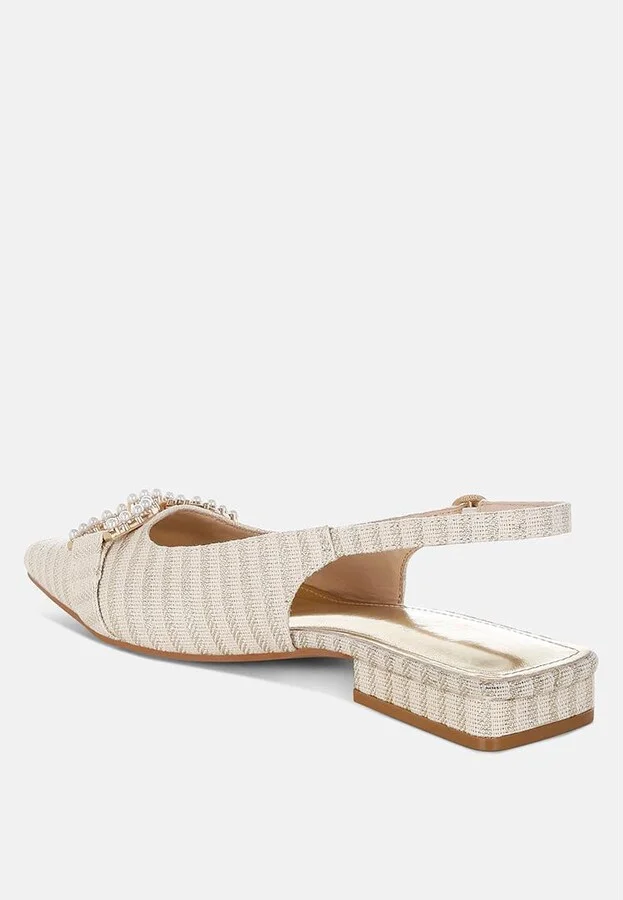 Crina Pearl-Detailed Horsebit Woven Flats - Image 5