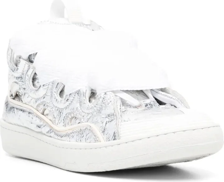 crinkle-effect Curb leather sneakers - Image 2