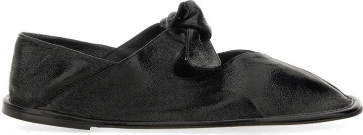 Crinkled Lambskin Shoes With Knot Detail
