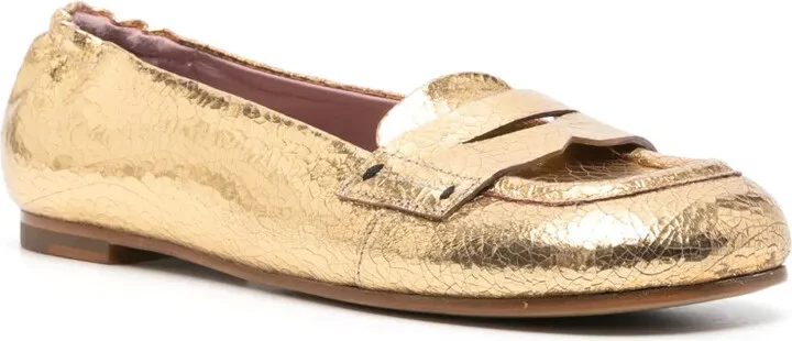 Crinkled Leather Ballerina Shoes - Image 2