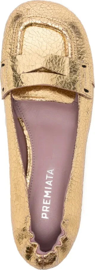 Crinkled Leather Ballerina Shoes - Image 4