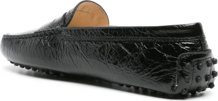 Crinkled-Leather Penny Loafers - Image 3
