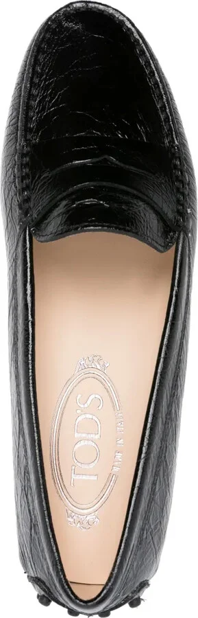 Crinkled-Leather Penny Loafers - Image 4