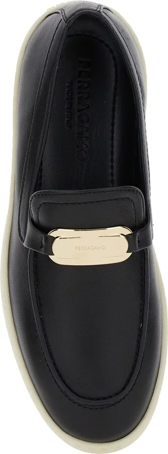 'crio' Black Loafers With Logo Plaque In Leather Woman - Image 3