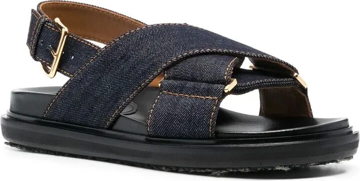 Criss-Cross Denim Sandals - Image 2