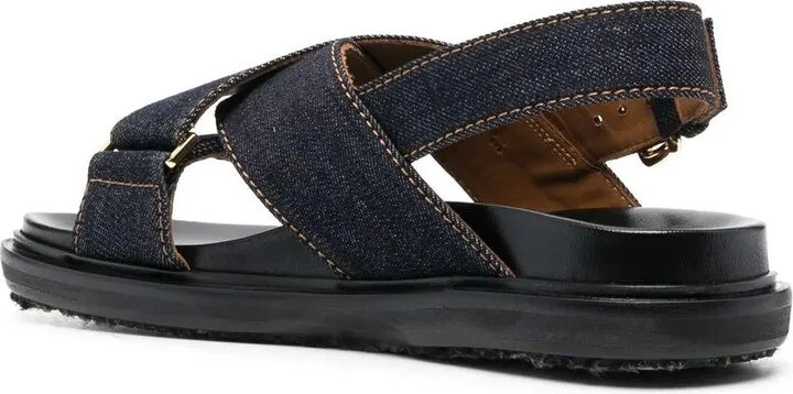 Criss-Cross Denim Sandals - Image 3
