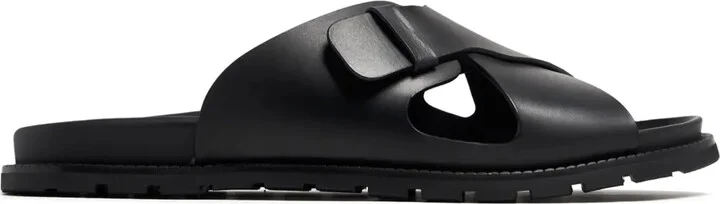 Criss-Cross Leather Slides