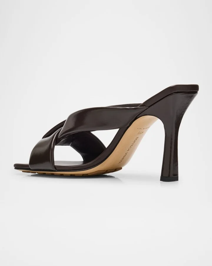 Criss Cross Padded Leather Slide Sandals - Image 10