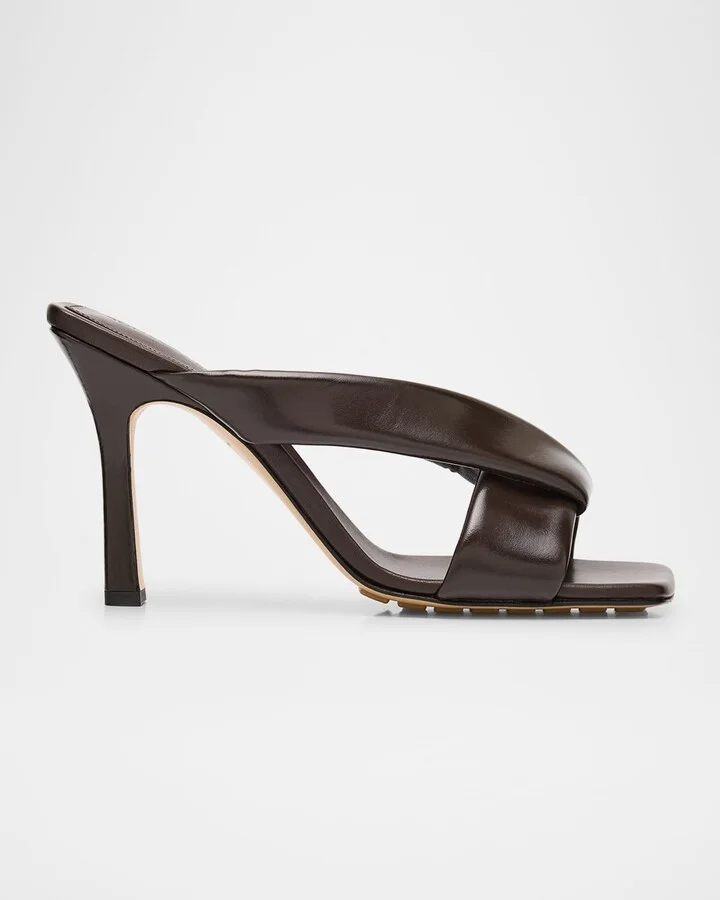 Criss Cross Padded Leather Slide Sandals