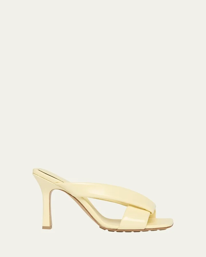 Criss Cross Padded Leather Slide Sandals