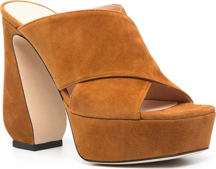 Criss-Cross Platform Suede Sandals - Image 2