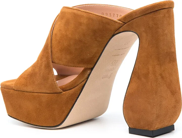 Criss-Cross Platform Suede Sandals - Image 3