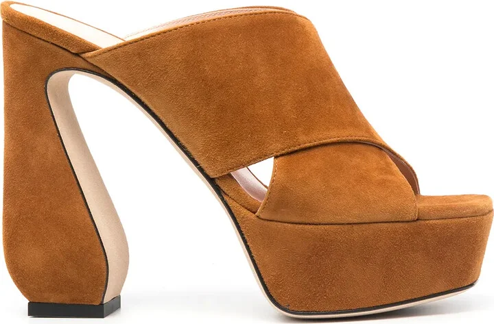 Criss-Cross Platform Suede Sandals