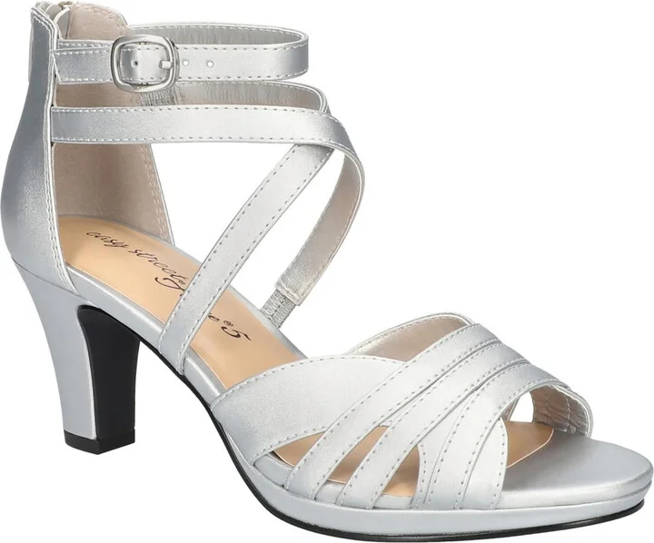Crissa Womens Satin Ankle Strap Heels