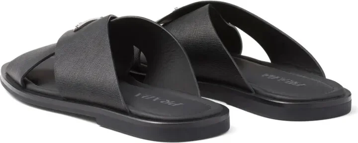 Crisscross logo-triangle leather sandals - Image 3