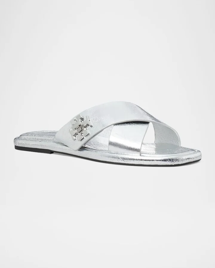 Crisscross Metallic Medallion Slide Sandals - Image 3