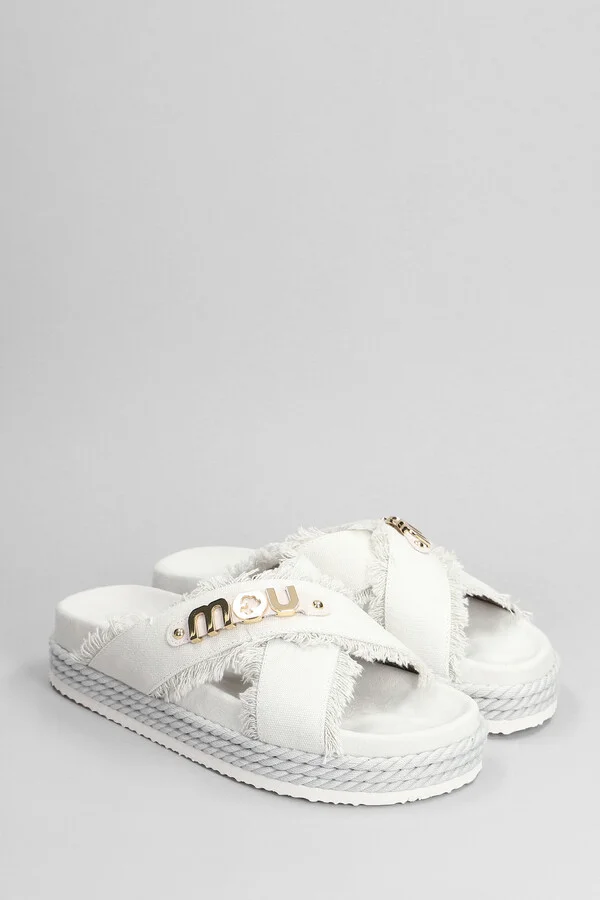 Crisscross Slipper-mule In White Fabric - Image 2