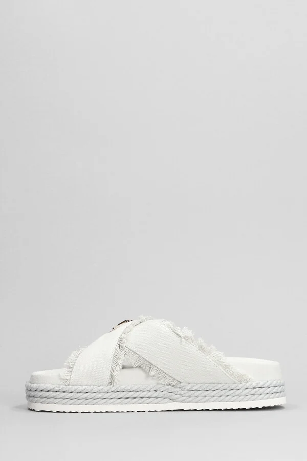 Crisscross Slipper-mule In White Fabric - Image 3