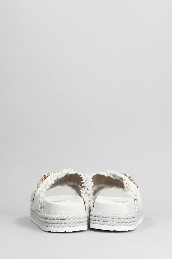 Crisscross Slipper-mule In White Fabric - Image 4