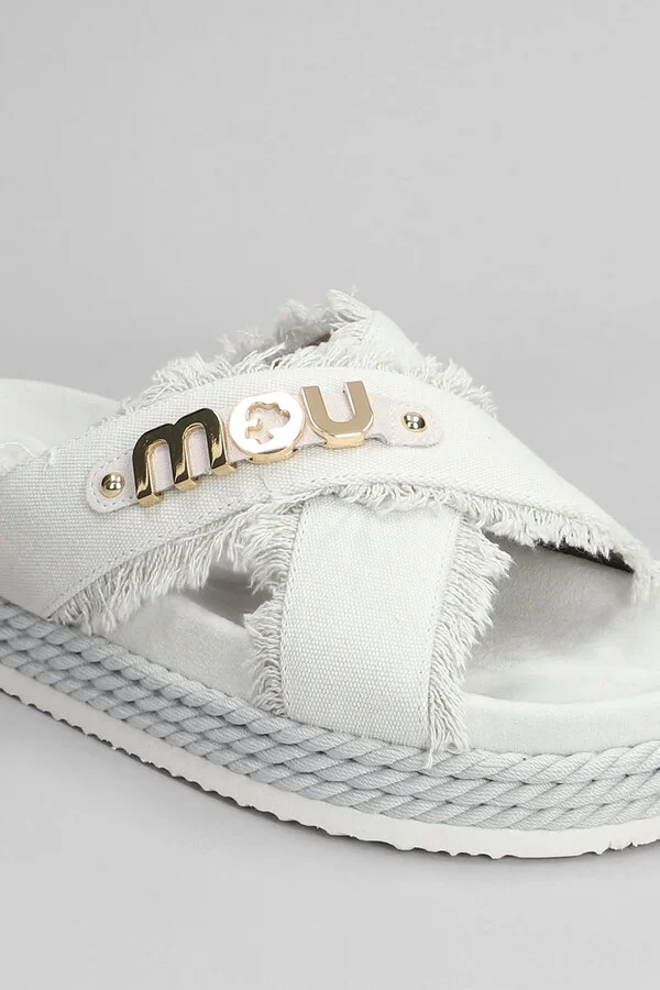 Crisscross Slipper-mule In White Fabric - Image 5