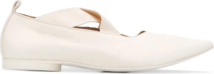 Crisscross Strap Pointed Toe Ballerinas