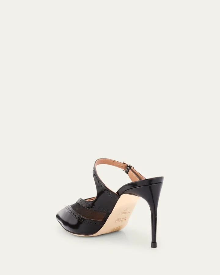 Cristi V-Cut Pointed Toe Mary Jane Leather Mules - Image 9