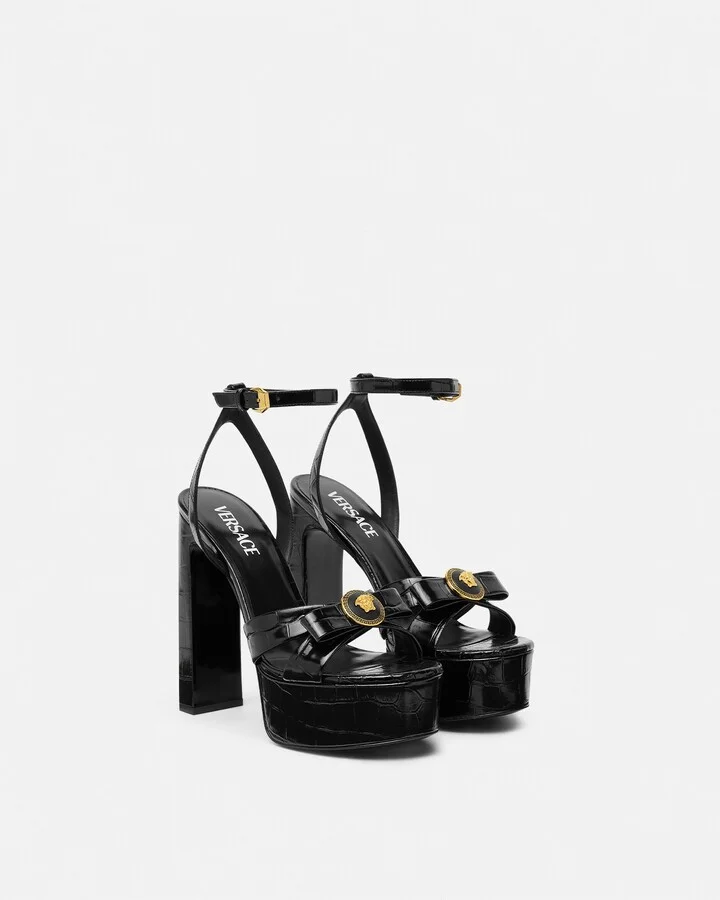 Croc-Effect Gianni Ribbon Sandals 140 mm - Image 2