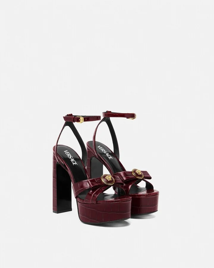 Croc-Effect Gianni Ribbon Sandals 140 mm - Image 3