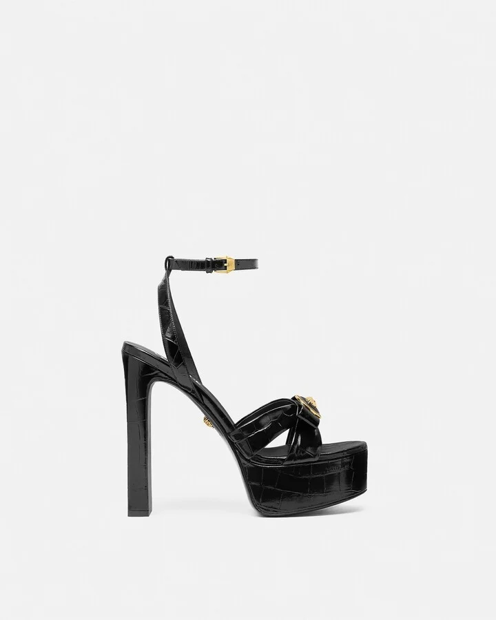 Croc-Effect Gianni Ribbon Sandals 140 mm