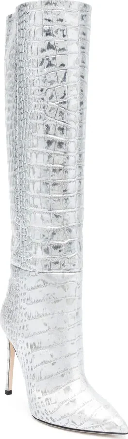 Croc-Effect Knee-High Boots - Image 2