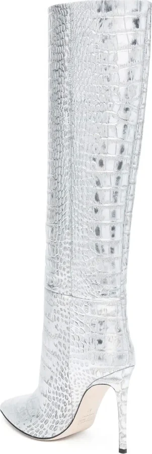 Croc-Effect Knee-High Boots - Image 3