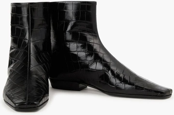 Croc-effect leather ankle boots - Image 2