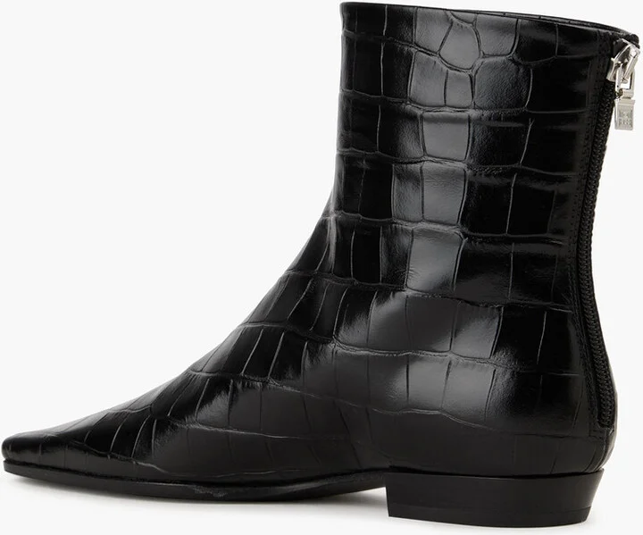 Croc-effect leather ankle boots - Image 3
