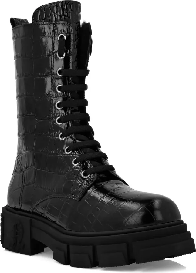 Croc-Effect Leather Boots - Image 2