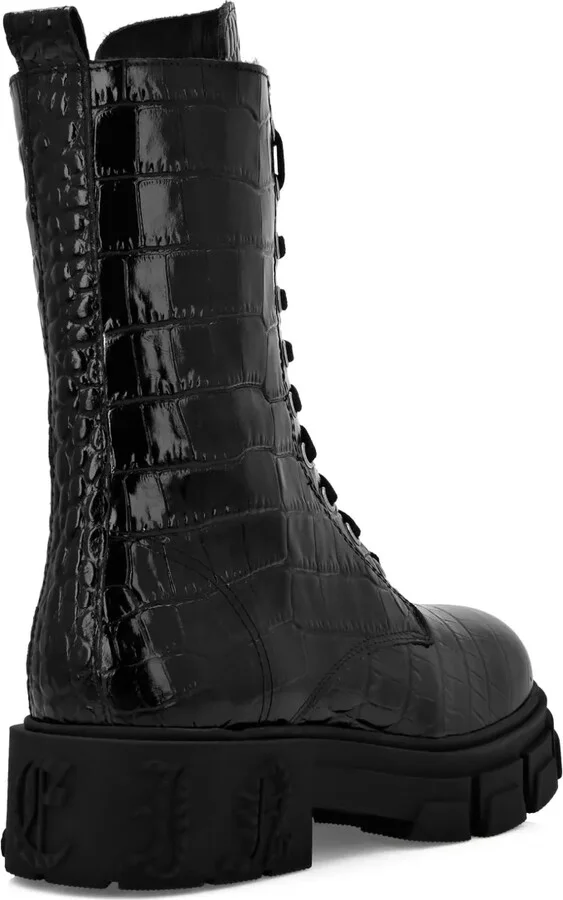 Croc-Effect Leather Boots - Image 3