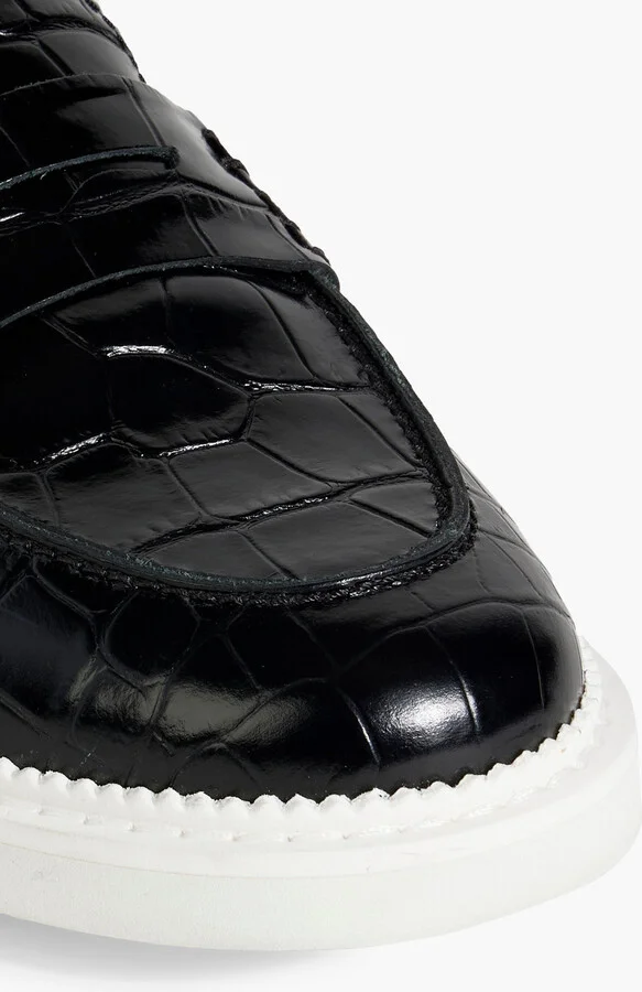 Croc-effect leather loafers - Image 4
