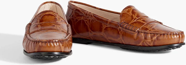 Croc-effect leather loafers - Image 2