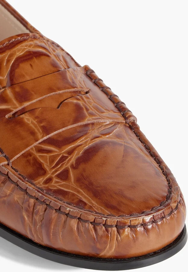 Croc-effect leather loafers - Image 4