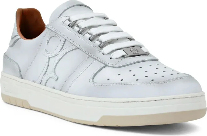 Croc-Effect Leather Low-Top Sneakers - Image 2