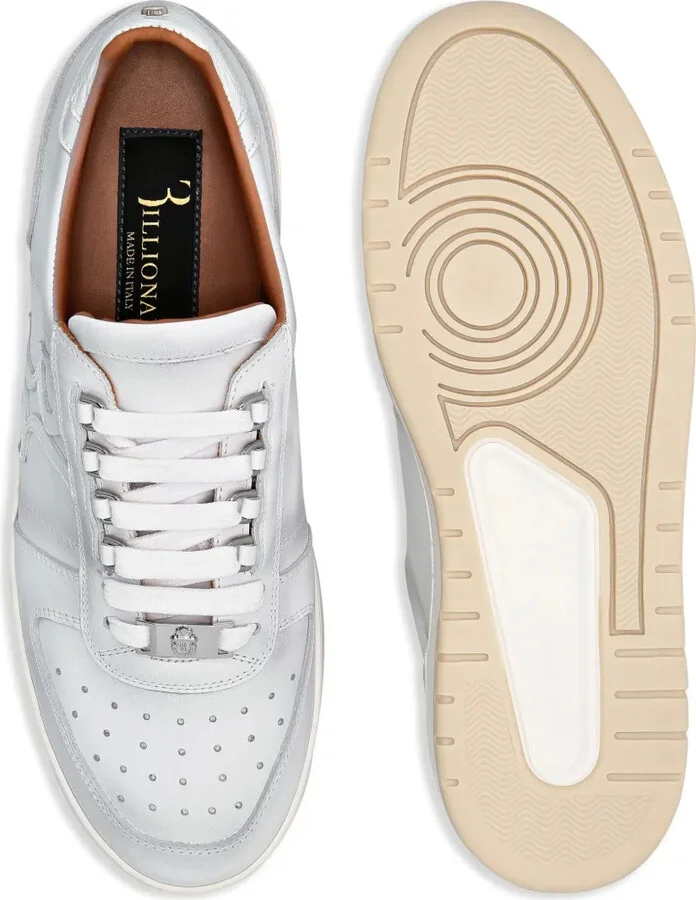 Croc-Effect Leather Low-Top Sneakers - Image 4