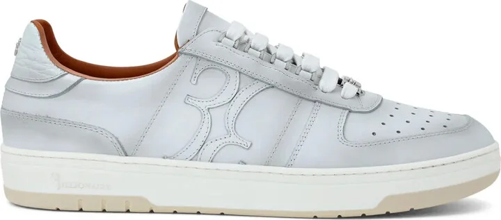 Croc-Effect Leather Low-Top Sneakers