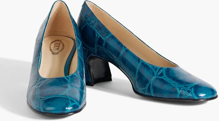 Croc-effect leather pumps - Image 2