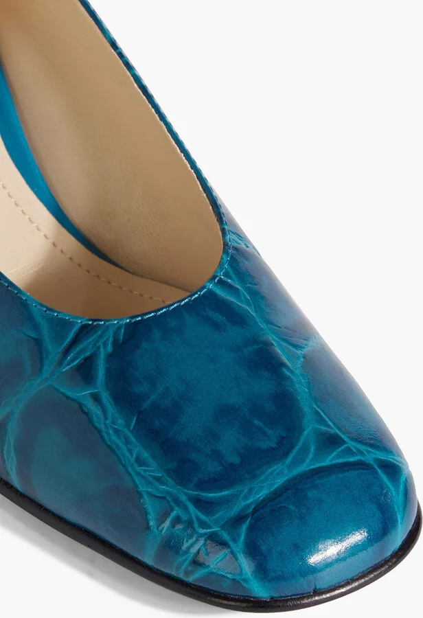 Croc-effect leather pumps - Image 4