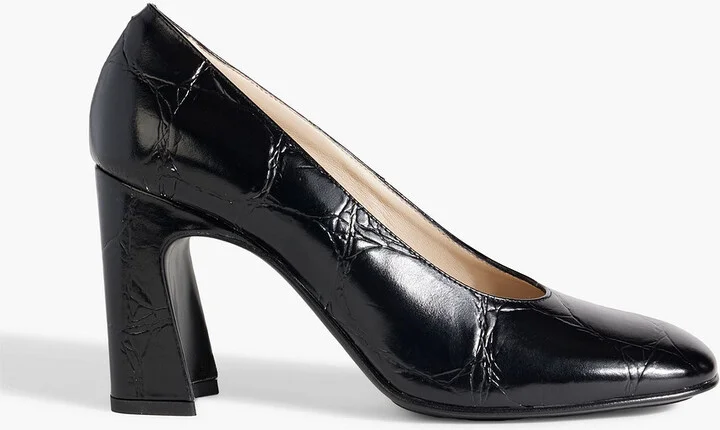 Croc-effect leather pumps